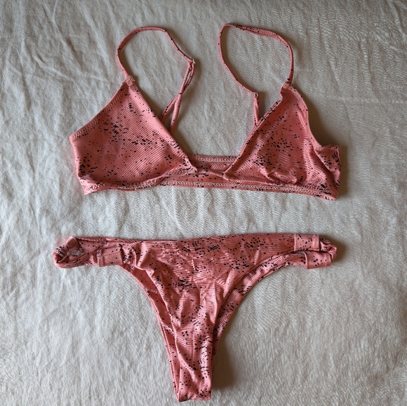Island Boheme pink print shiny bikini, size small - Picture 1 of 4